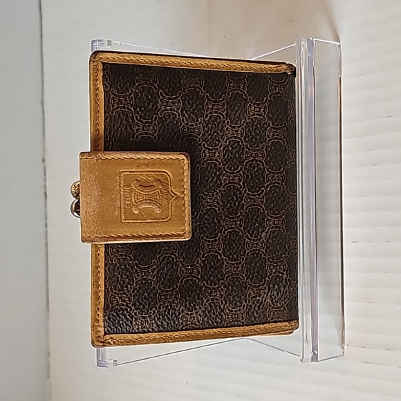 CELINE Gamaguchi Wallet Macadam Beige PVC X Leather Authentic Vintage - Picture 1 of 11